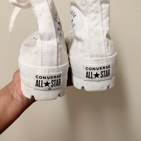 Converse Women's White Chunky Lugsole Hightop Laceup Sneakers Size 7.5 - Picture 6 of 11